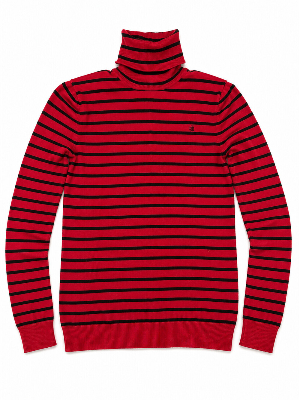 Lauren Ralph Lauren Women's Red & Black Striped Turtleneck Sweater Size M